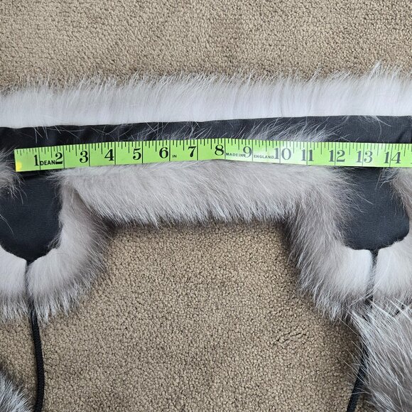 Indigo Fox Fur Headband with Ear Flaps and Tassels - Picture 4 of 4